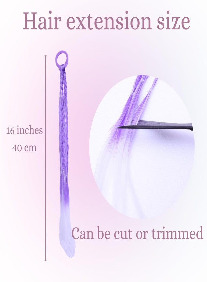 RJMBMUP 8 Pcs Thin Braided Hair Extensions for Girls - 4 Omber Colors Delicate Boho Braids Festival & Party Hair Accessories Hairpieces Ponytail with Rubber Bands - Image 2